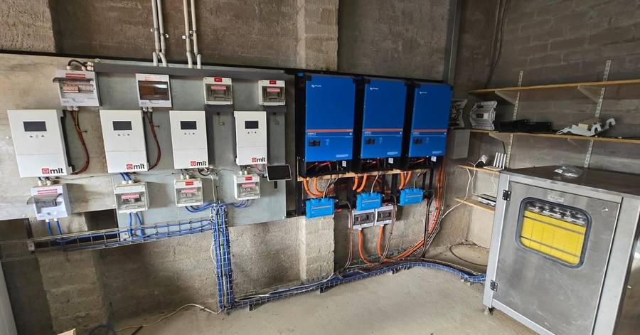 Inverters and a switch cabinet in a plant room