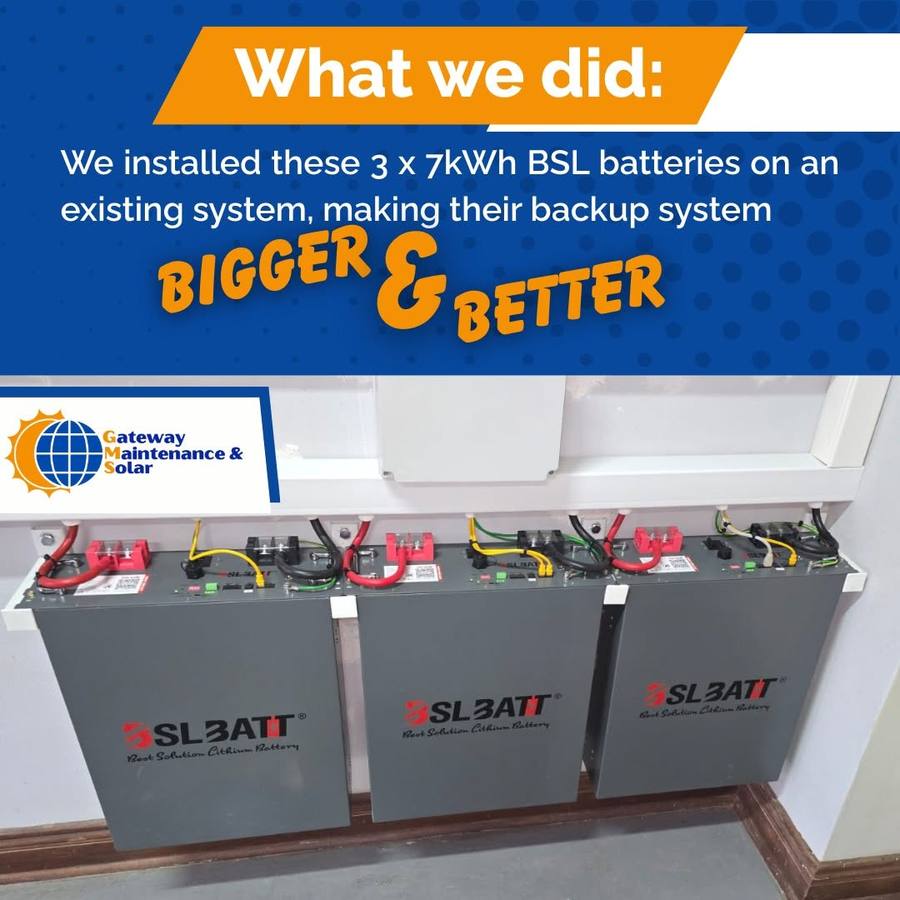 Three BSL batteries with text describing the upgrade