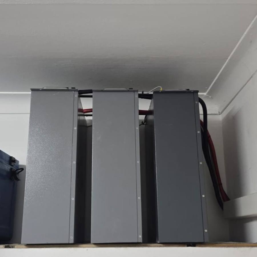 Three wall-mounted battery units